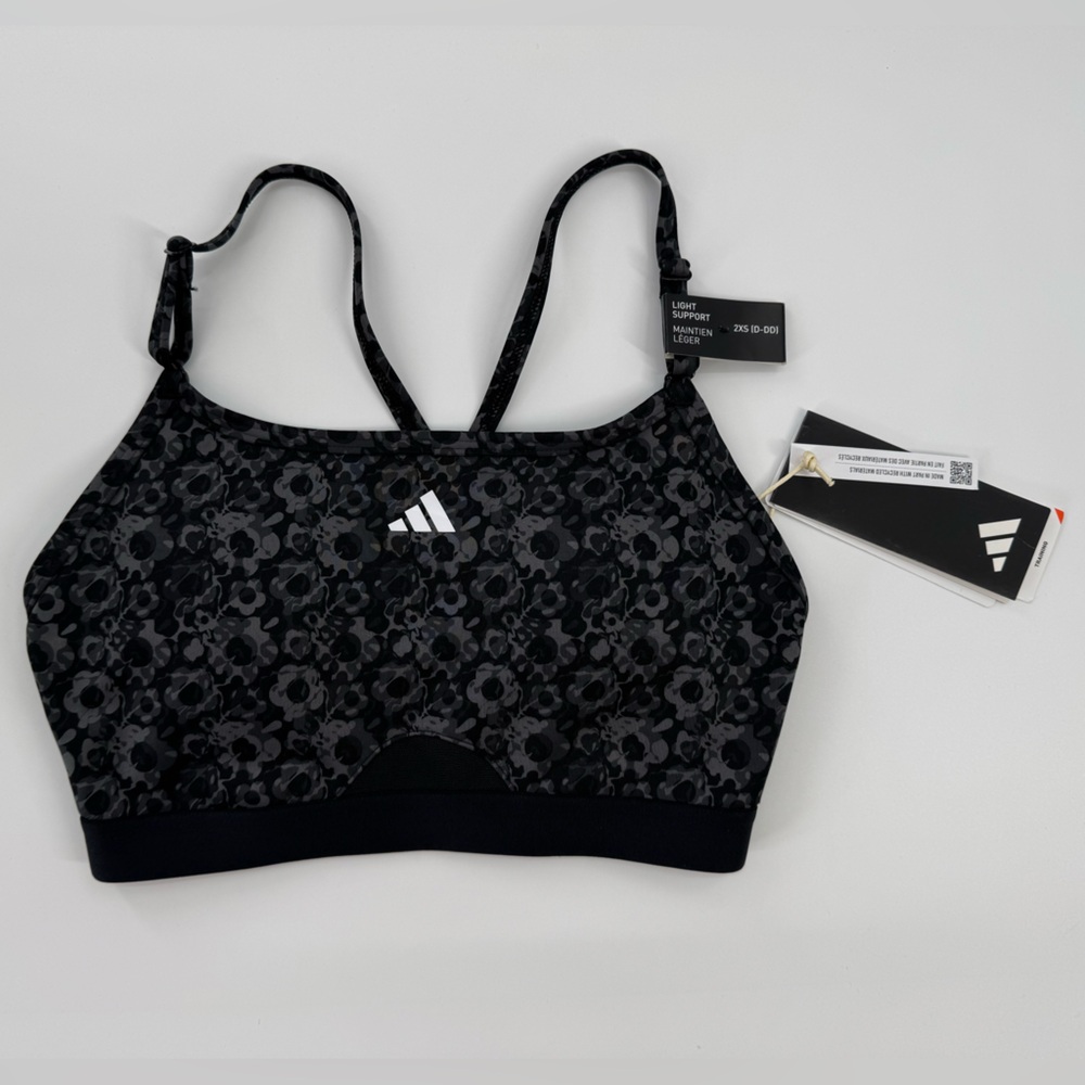 Adidas Aeroreact Training Light-Support Sports Bra Floral Size 2XS (D-DD) NWT